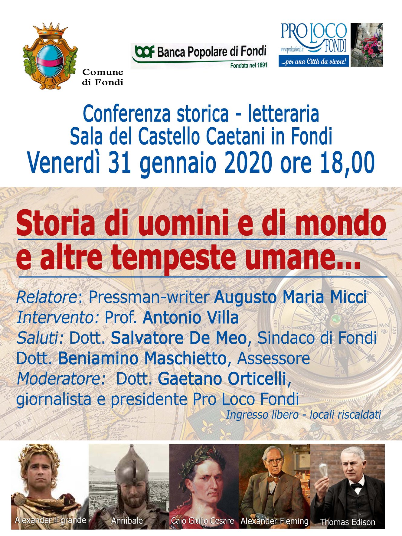 Conferenza la storia di uomini e di mondo Augusto Micci locandina